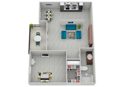 a floor plan of a 1 bedroom floor plan with roommates